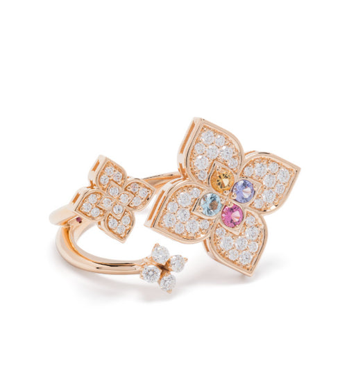 Anillo multipiedra Princesa Flor en oro rosa de 18 quilates